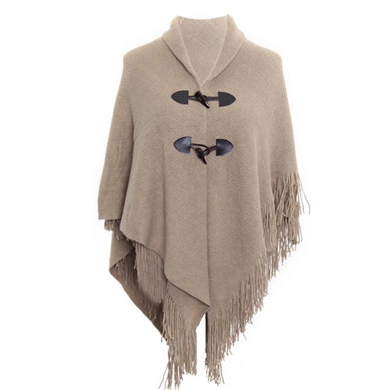 Winter Poncho Cape Cloak Shawl Wrap Poncho With Button Women Shawl Wrap Poncho Ruana Cape Cardigan Sweater Open  khaki | Fruugo SG