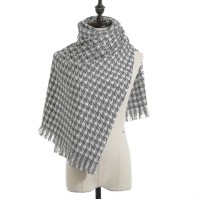 Women Winter Plaid Cashmere Scarf Houndstooth Scarf | Fruugo SG