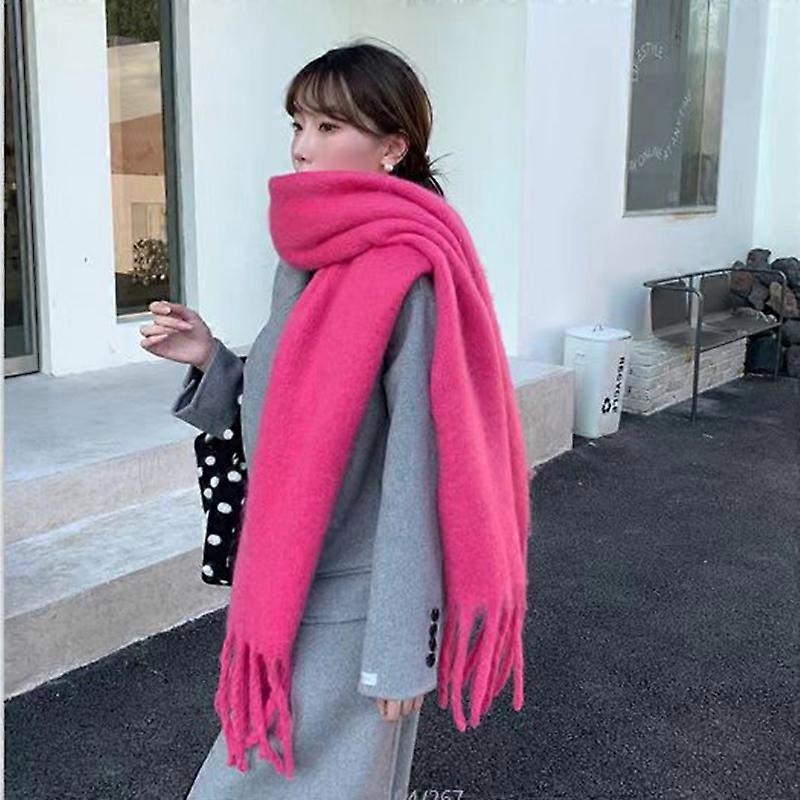 2022 NEW Winter Scarf Women Cashmere wrap Warm Pashmina Solid Foulard Female Scarves Wraps Thick Soft blanket Big Tassels Shawl | Fruugo SG