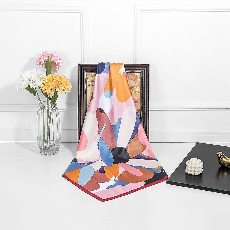 90cm imitation silk big square scarf hand lady big flower turban shawl scarf | Fruugo SG
