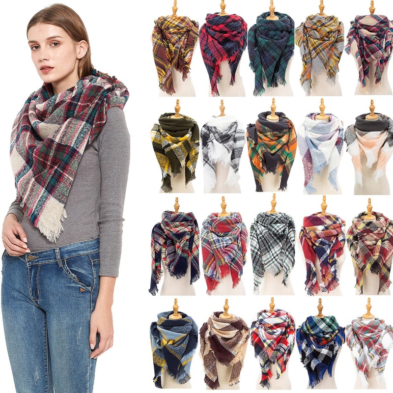 Autumn And Winter Women’s Triangular Binder Scarf Bristle Plaid Square Scarf Split Shawl | Fruugo SG