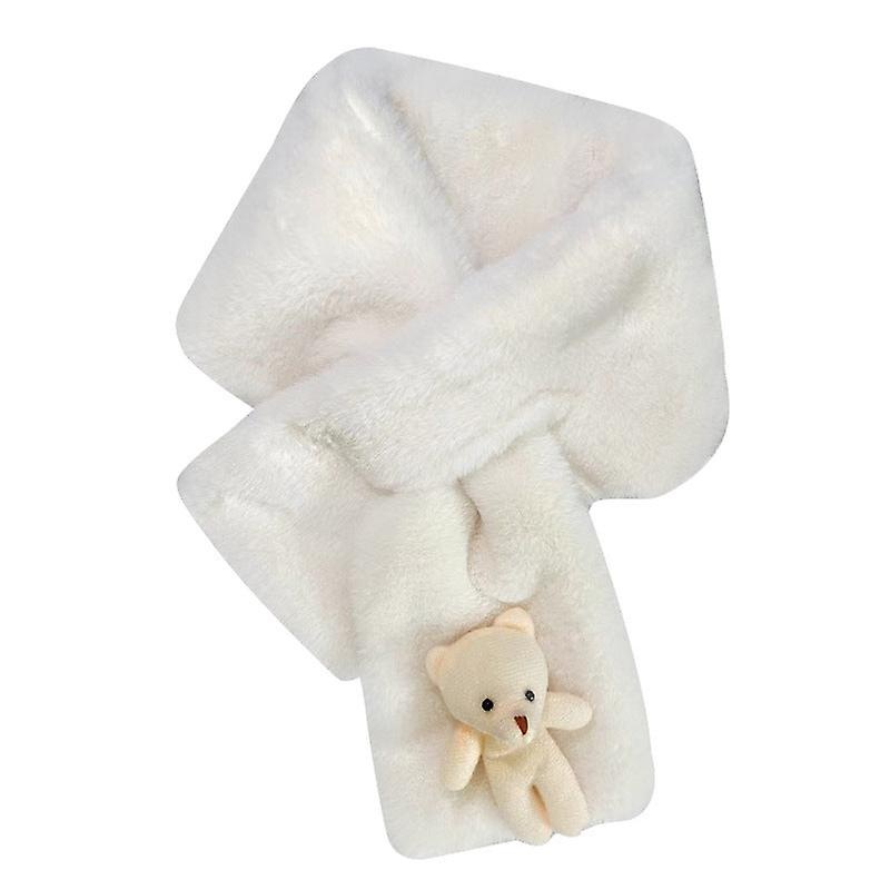 Bear Scarf Korean Style Winter New Thickened Warm And Cute Cartoon Young Girl Versatile Cross White Plush Scarf | Fruugo SG