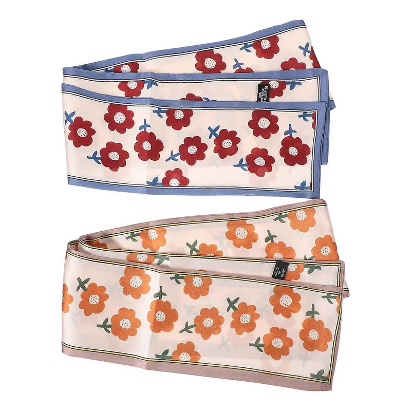 Beautiful Scarves For Women Imitation Silk Versatile Flower Printing Small Silk Scarves Wine Red Flowers Decoration present 2Pcs | Fruugo SG