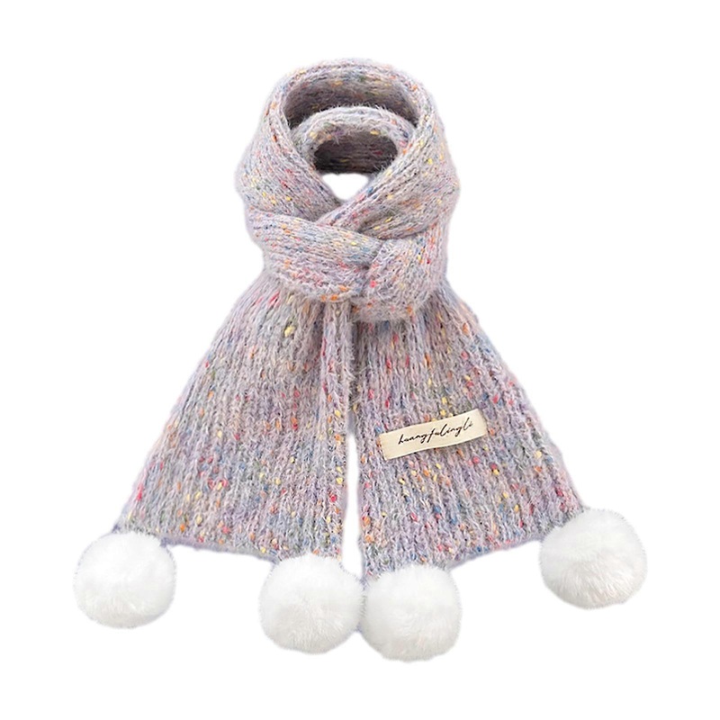 Female Winter Scarf for Winter Soft Knitted Neck Wrap Scarf Shawl Women Scarves Neckwear Pompoms Neck Warmer for Student  Light Purple | Fruugo SG