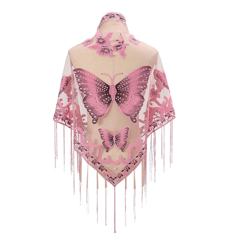 Formal Shawls And Wrap For Evening Dresses Butterfly Embroidered Shawl Lace Triangle Scarf Sheer Shawl With Fringe | Fruugo SG