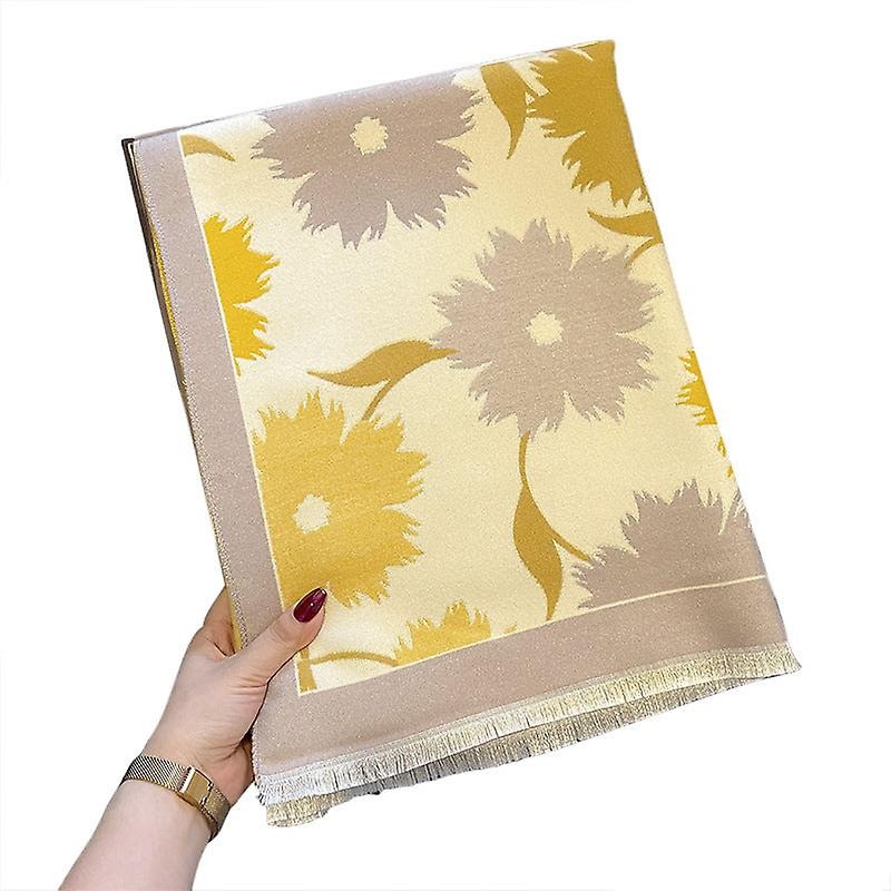 High Sense Sunflower Pattern Autumn And Winter New Artificial Cashmere Scarf Women’s Warm Thickened | Fruugo SG