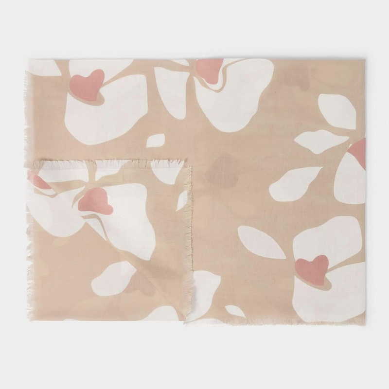 Katie Loxton Nude Pink / Off White / Dusty Rose Floral Printed Scarf KLS592 | Fruugo SG