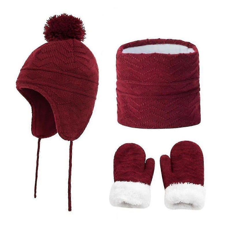 Lyt Kids Hat Scarf Gloves Winter Knit Beanies Neck Warmer Gaiter 3 Set | Fruugo SG