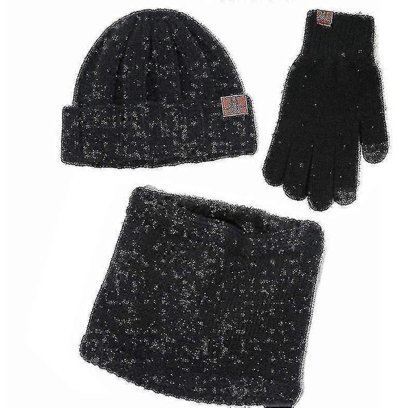 Winter Warm Knitted Scarf Hat Gloves Set Men’s And Women’s Accessories (black) | Fruugo SG