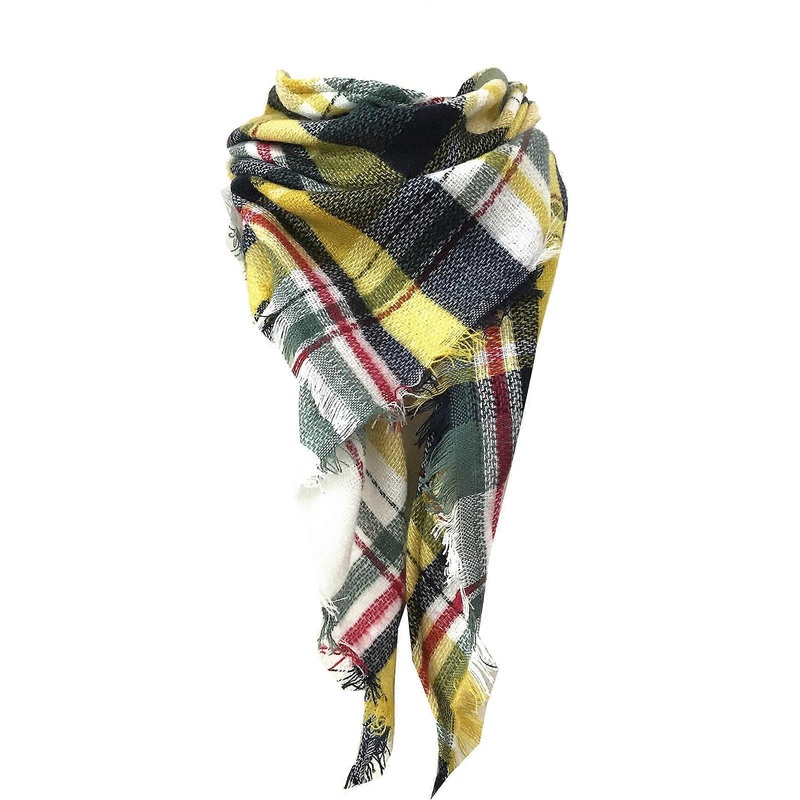 Women Triangle Scarves Shawl Winter Thick Warm Knit Large Scarf Cashmere Feel Shawl Wraps Multi-color  green yellow | Fruugo SG