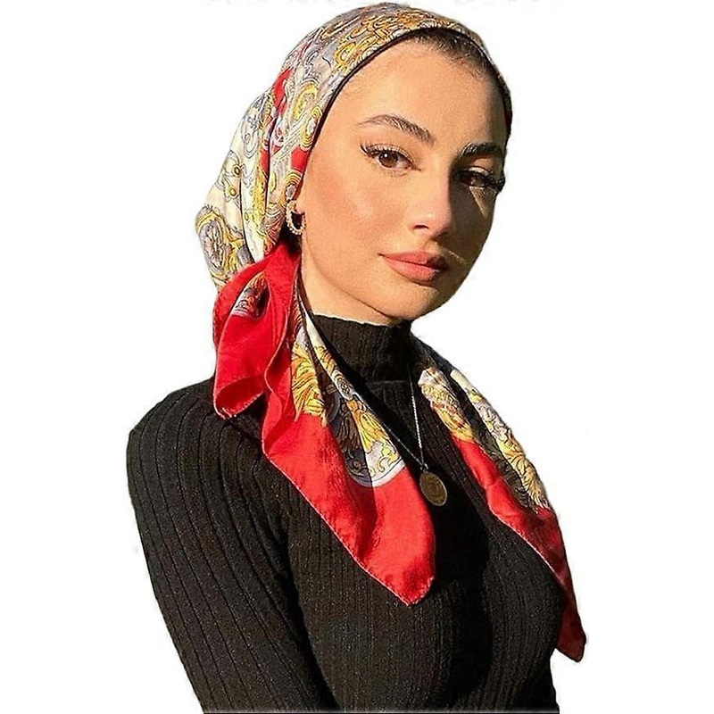 5 Large Square Fashion Scarves Women’s Satin Silk Feeling Hair Wrapping Scarfs Night Sleeping Headscarf | Fruugo SG