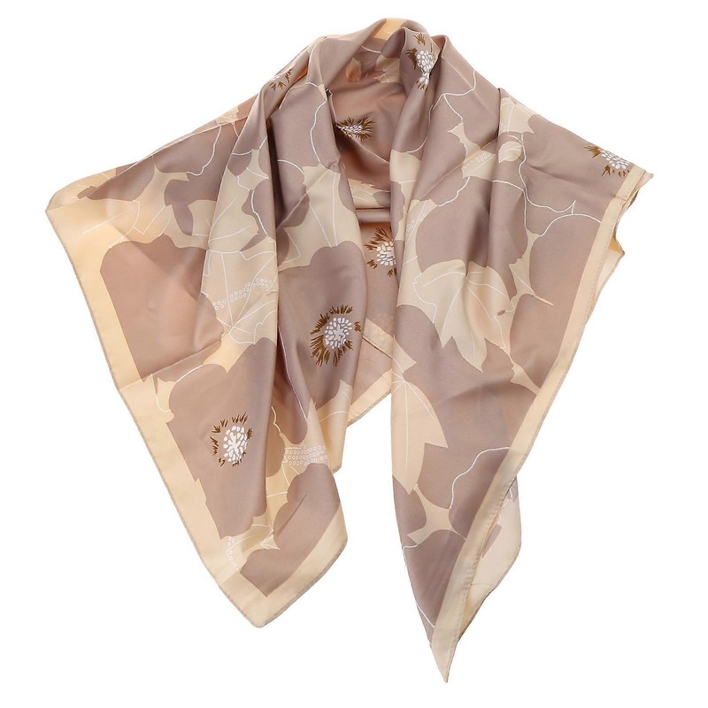 90x90cm Fashion Twill Flowers Printed Scarf Women Silk Satin Hijab Scarf Luxury Square Shawl Headband Bandanas Turban  light brown | Fruugo SG