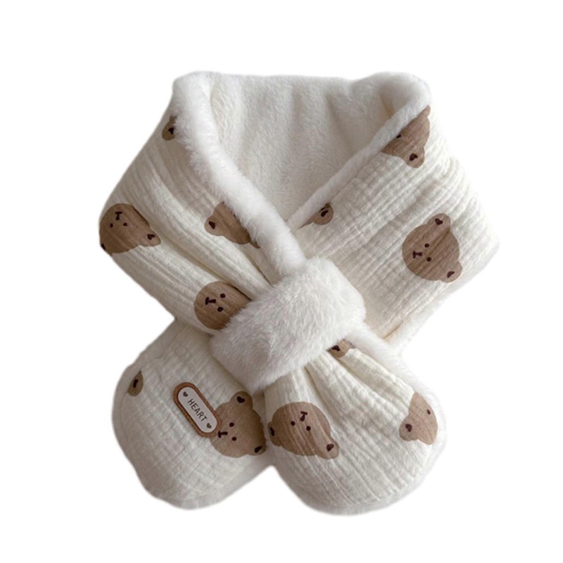 Cute Bear Pattern Neckerchief Trendy Baby Neck Scarf Comfortable Kids Muffler Autumn Winter Toddlers Essential Gift  Milky white | Fruugo SG