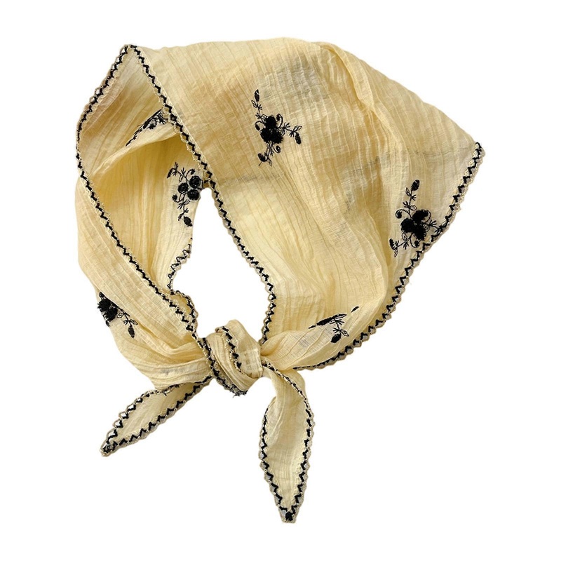 Delicate Floral Stitched Sunscreen Scarf Soft Lightweight Travel Neckerchief Essential Stylish Neck Cover for Daily  Yellow | Fruugo SG