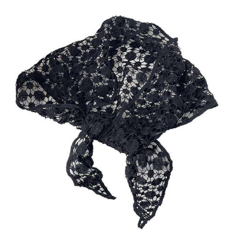 Fashion Triangular Lace Scarf Hollowed Pattern Headwrap For Women Summer Vacation Multiuse Bandana for Music Festival  Black | Fruugo SG