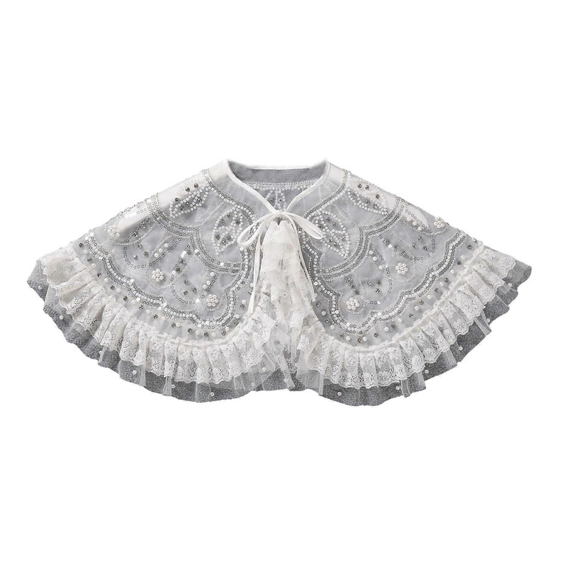 Lace Beading Faux Collar Decorative Collars for Sweater Removable Ruffle Edge False Collar Girls Adjustable Cloak Shawl  White | Fruugo SG
