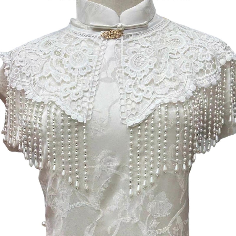 New Chinese Style Embroidered Bridal Capelet Adjustable Tassels Detailing Design Shawl Wrap for Formal Event  White | Fruugo SG