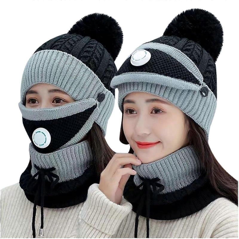 Smart Usb Charging Winter Warm Neck Guard Head Guard Knitted Heating Hat Scarf Mask Three-piece Suit | Fruugo SG