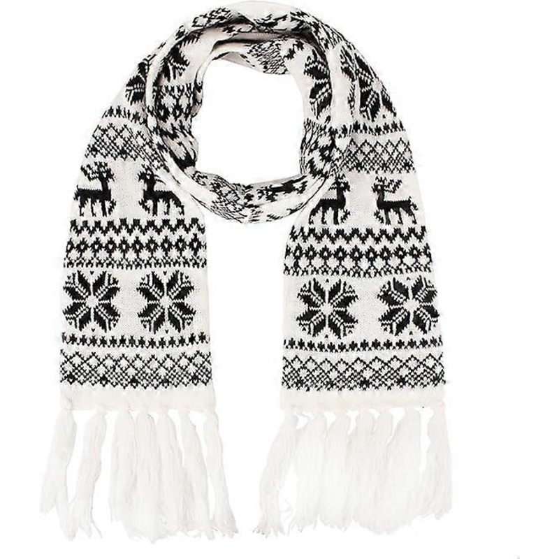 Unisex Christmas Reindeer Snowflake Scarf Fall Winter Warm Knit Long Scarf | Fruugo SG