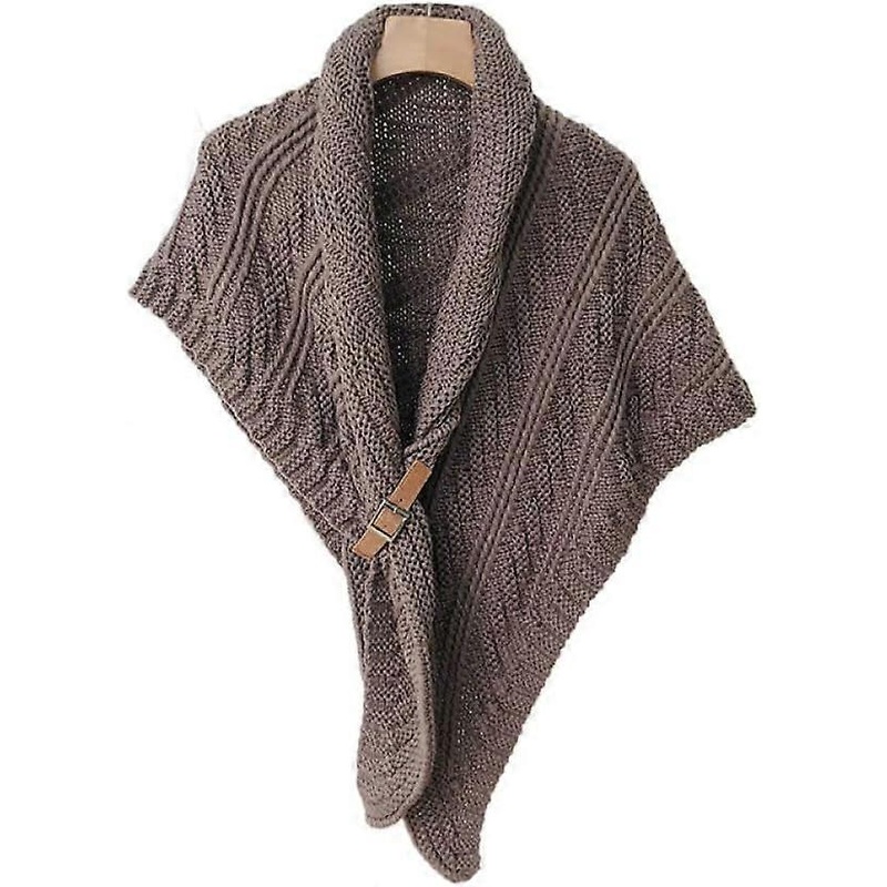 Winter Brown Scarf Loop Triangle Scarf Warm Shawl Thick Blanket, Knitted Leather Button Scarf Large Winter Scarf Fashion Scarf Scarf for Women | Fruugo SG