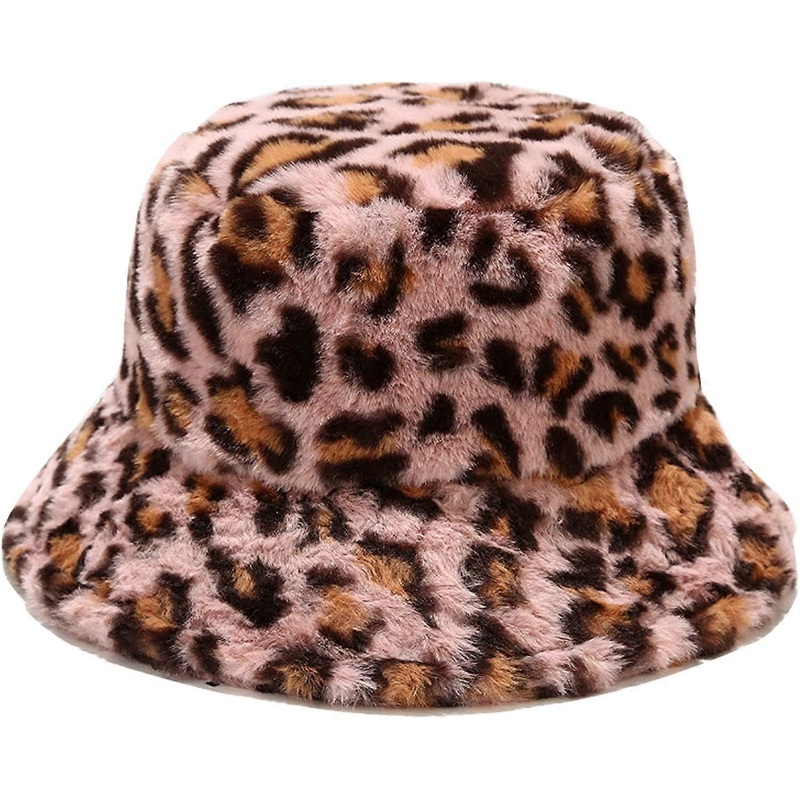 Winter Faux Fur Bucket Hat Fluffy Warm Hat for Women Men Small Leopard Pink – | Fruugo SG