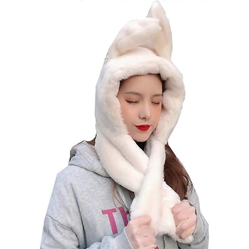 Winter Warm Beanie Pop Up Ears Plush Hat Ear Moving Jumping Rabbit Hat Bunny Cap for Women Girls White – | Fruugo SG