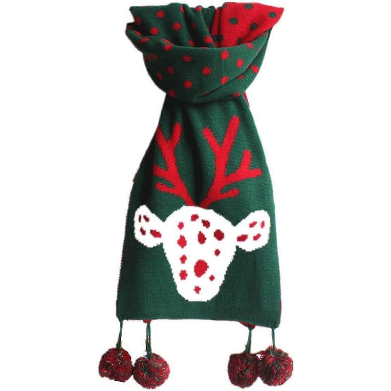 Women fall and winter cold scarf Christmas green thickened knitted reindeer polka dot jacquard fleece cute warm soft cashmere touch scarf shawl scarf | Fruugo SG