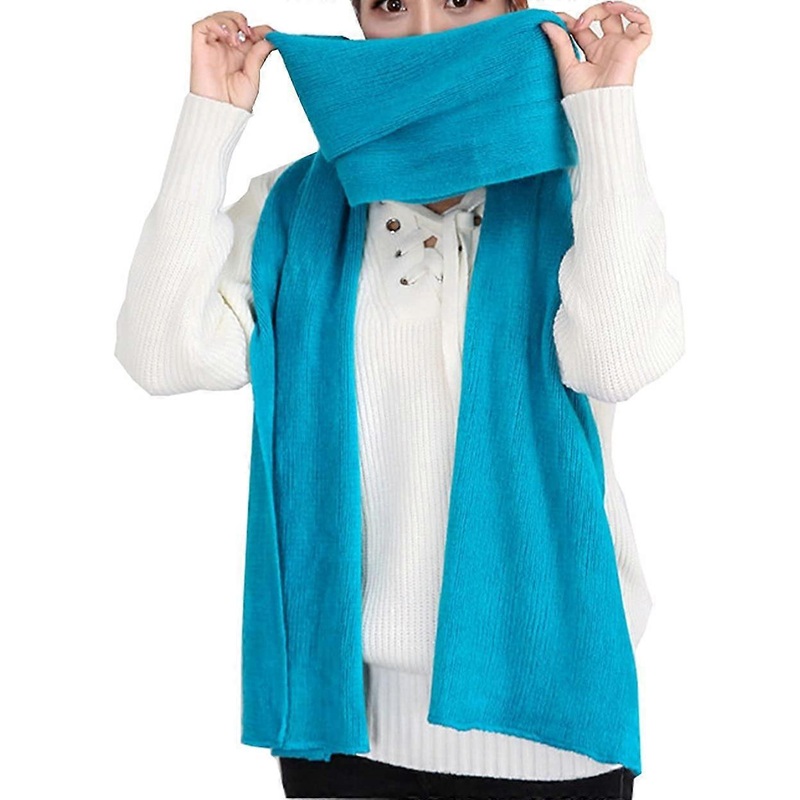 Women’s Warm Long Shawl Winter Warm Large Scarf Pure Color Cyan – | Fruugo SG