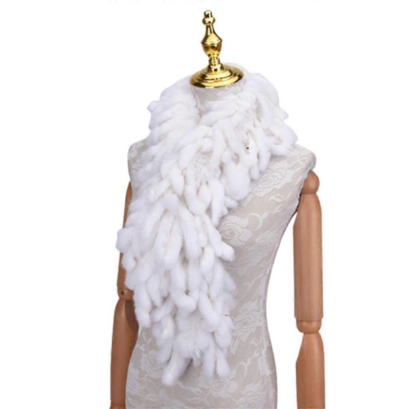 Women Thickness Knitted Scarf Faux Rabbit Fur Warmer Scarf Soft Fringed Scarf Luxury Winter Accessory Windproof  White | Fruugo SG