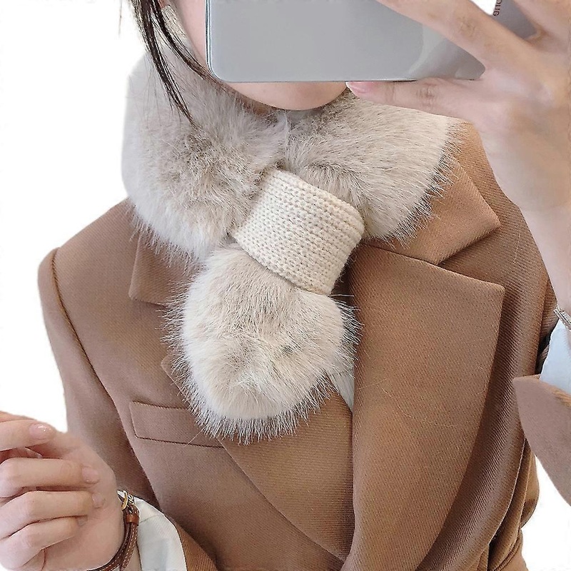 Women Winter Warm Thicken Scarfs Solid Color Plush for Cross Collar Scarf Shawl Windproof Delicate Supplies for Cold Win  khaki | Fruugo SG