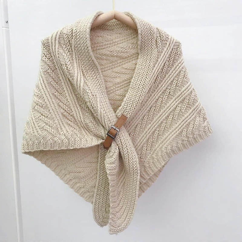 Wool Winter Cream Scarf Circle Triangle Scarf Warm Shawl Thick Blanket Knitted Leather Button Scarf Large Winter Scarf Fashion Scarf Ladies Scarf | Fruugo SG