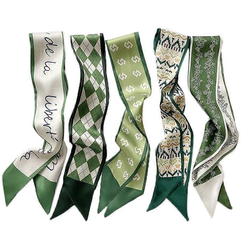 5pcs Green Skinny Scarf Printed Narrow Scarf Belt Decorative Long Neckerchief Neck Scarves | Fruugo SG