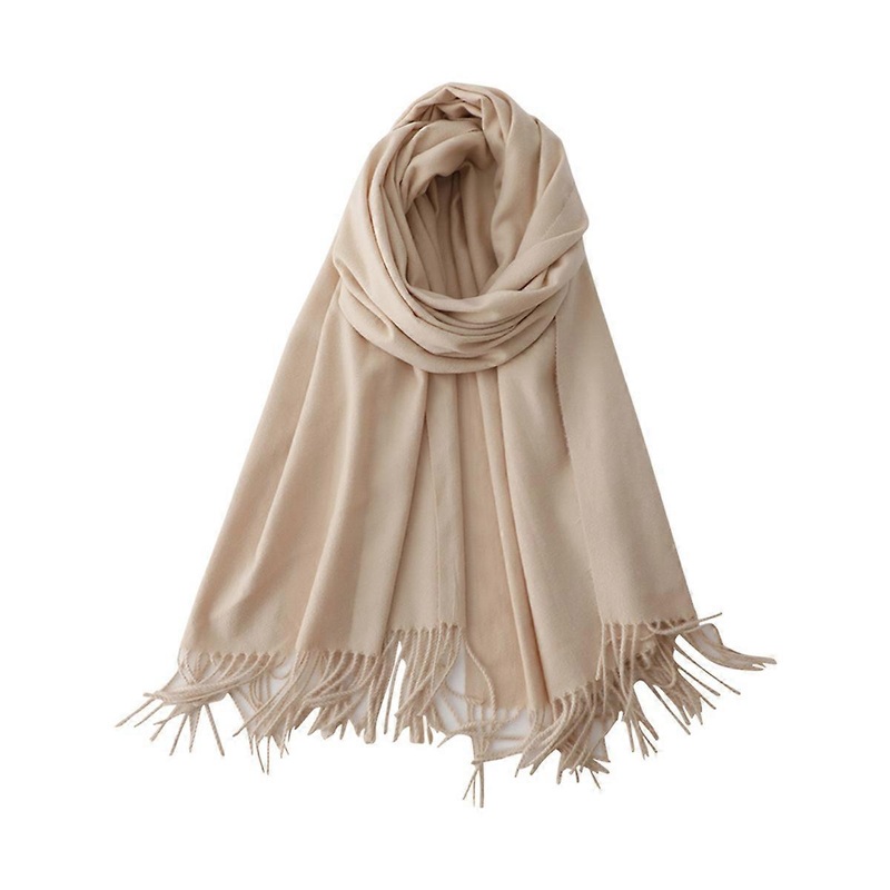 Beige cashmere scarf unisex shawl, pure cotton texture, warm and comfortable, essential for autumn and winter, solid color and plaid optional | Fruugo SG