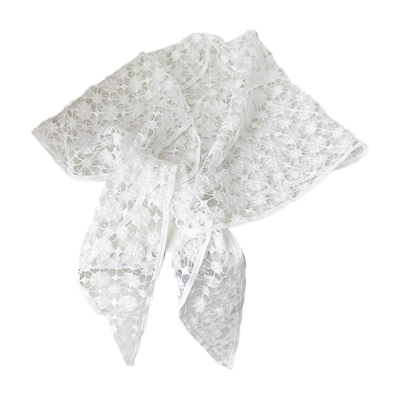 Bohemian Hollowed Scarf Triangular Lace Headscarf Neck Wrap Bandana Scarf For Women Casual Outfit and Beach Vacation  White | Fruugo SG