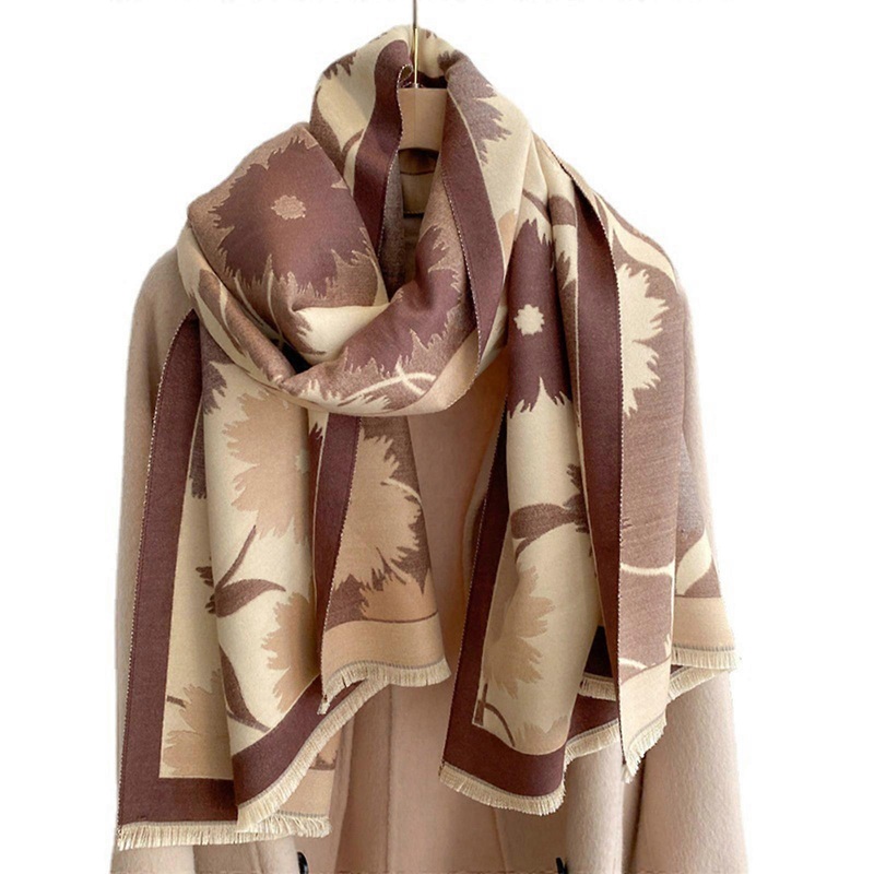 Fashion Scarf Women Luxury Winter Flower Pattern Warm Knitted Neckerchief Simple Women Winter Shopping Outdoor Scarf  khaki | Fruugo SG