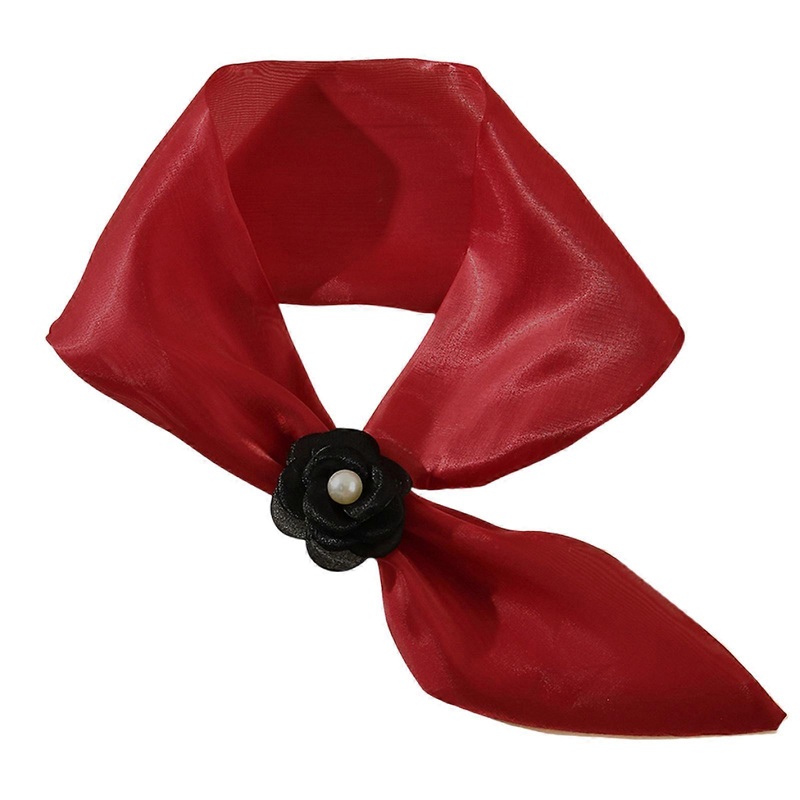 Fashionable Narrow Neck Scarf Stylish Flower Embellishment Breathable Scarf Suitable for Office Event Or Casual Outfits  Red | Fruugo SG