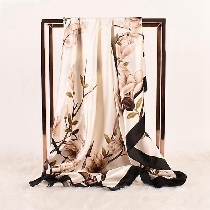Scarf in artificial silk beautiful flowers and wonderful pattern | Fruugo SG