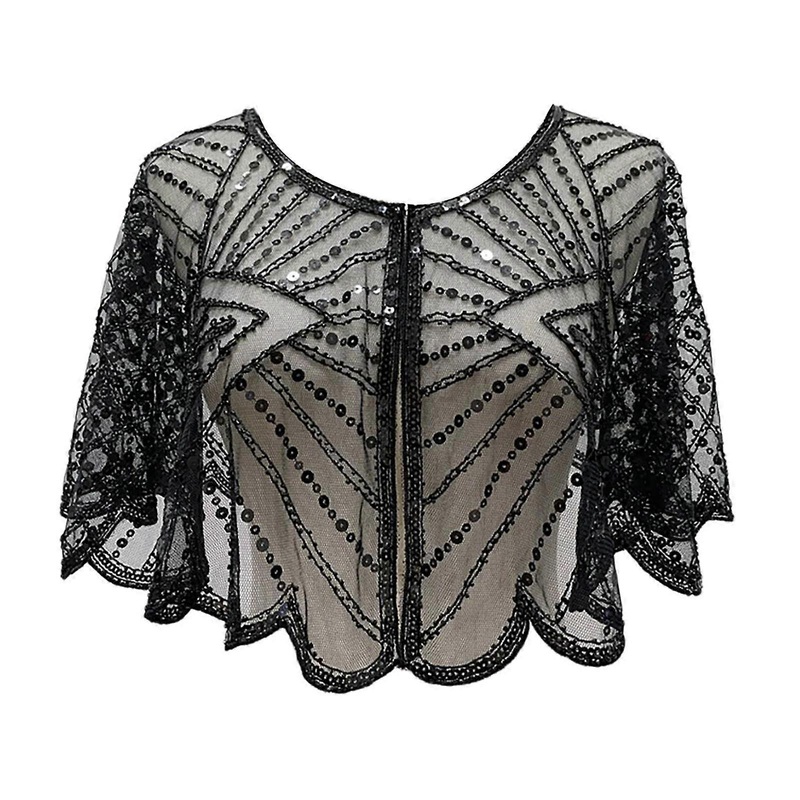 Vintage Styles Sequins Shawl Stylish Bridal Wedding Shawl Beach Sunscreen Shawl for Parties and Weddings  Black | Fruugo SG