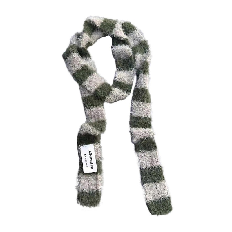 Women Long Scarf Retro Style Striped Color Block Thickened Imitation Mink Fur Warm Thin Scarf | Fruugo SG