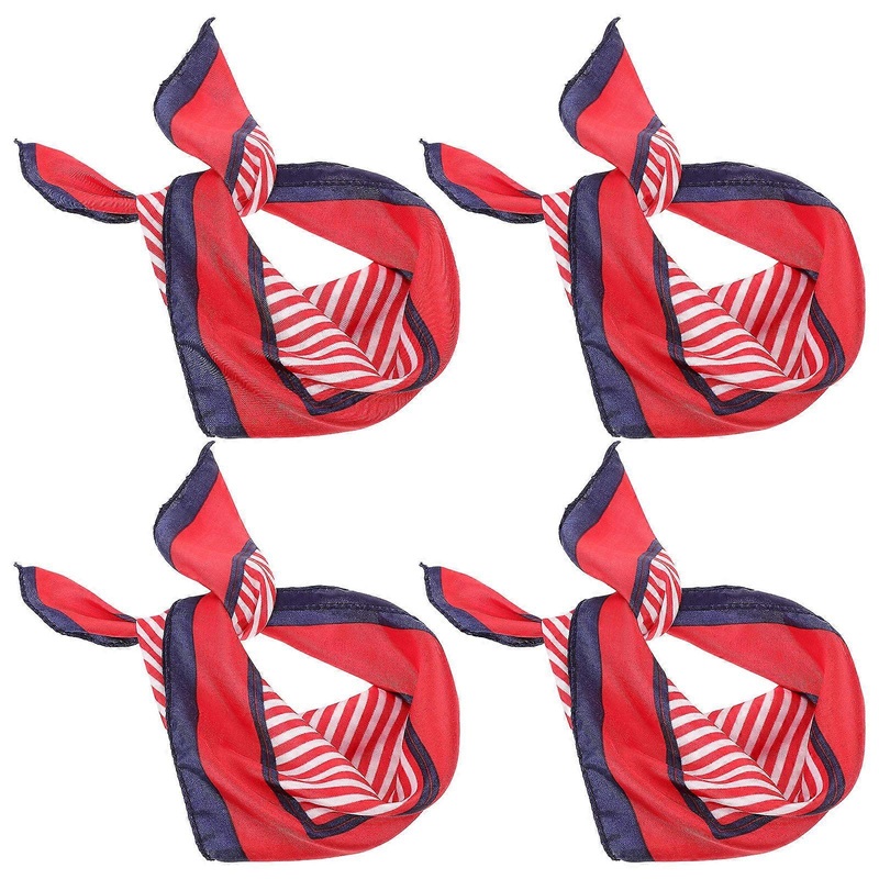 Women Neckerchief Scarf Flight Attendant Costume Accessory Lightweight Blue Stripes with 4Pcs | Fruugo SG