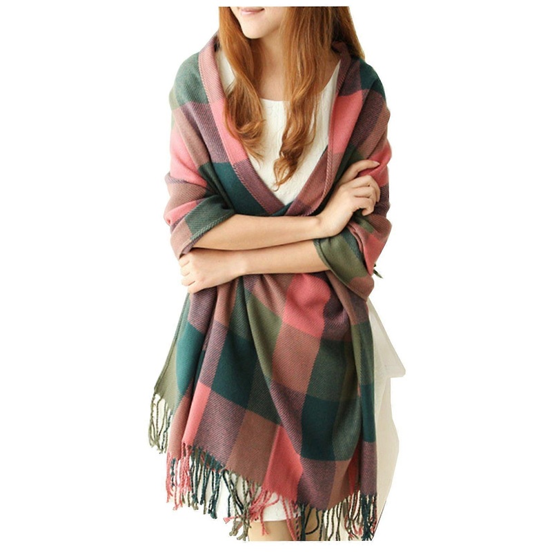 Women’s Fashion Long Shawl Big Grid Winter Warm Lattice Large Scarf Red Green | Fruugo SG
