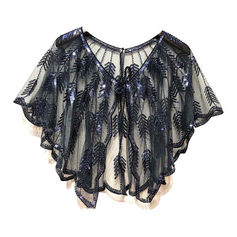 Women Shawl See-through Sequins Decor Round Neck Cloak Lace-up Versatile Sparkling Gown Shawl | Fruugo SG