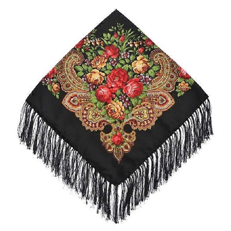 90 x 90cm Ethnic Style Retro Tassel Square Scarf 90 x 90cm Black | Fruugo SG