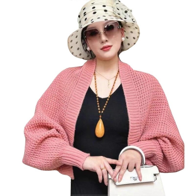 Autumn Winter Knitting Shawl Ribbed Trim Long Sleeve Open Front Shawl Wrap Solid Color Ribbed Trim | Fruugo SG