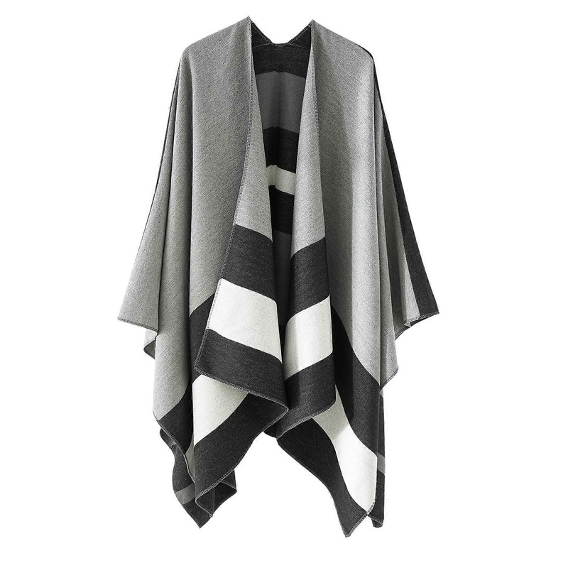 Casual Cardigan Shawls Versatiles Shawl Wrap Women’s Poncho Capes Blanket Poncho for Trendy Youth Adults  gray black  | Fruugo SG