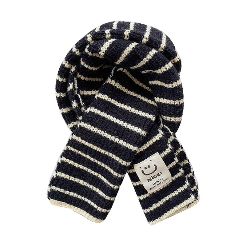 Children Neck Scarves with Stripe Pattern Warm Knitted Neckerchief Versatile for Children Fashionable Winter Accessories  Black | Fruugo SG