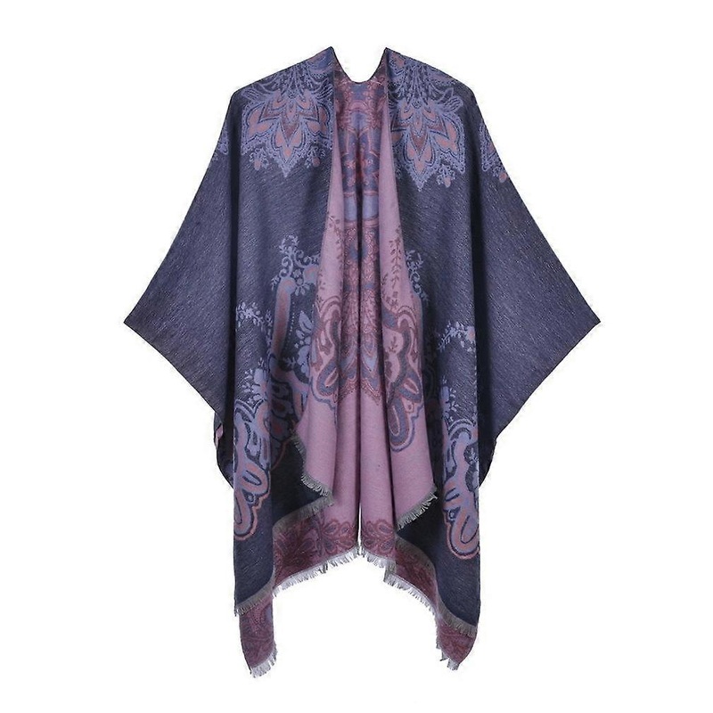 Ethnic Style Pashmina Shawl Wrap Fringed Hem Poncho Open Front Cape for Lady | Fruugo SG