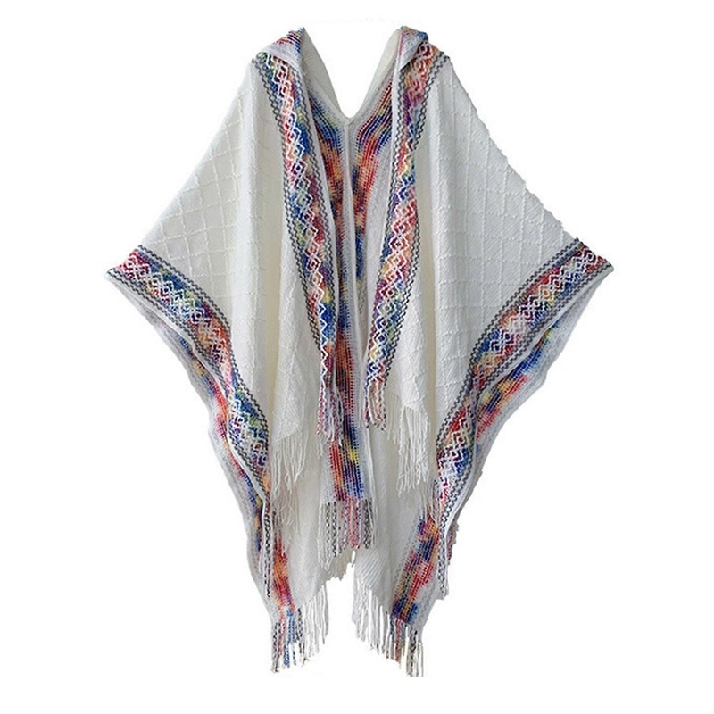 Fashion Capes Shawl with Tassels Breathable Fringed Poncho Shawl for Women Vacation Travel Outerwear Cloak Hooded Shawl  White | Fruugo SG