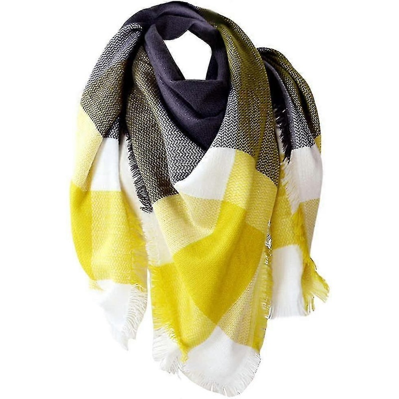 Ladies Scarf Xxl Warm Soft Knitted Scarf Checkered Winter Scarf Autumn Scarf Wool Scarf Yellow | Fruugo SG