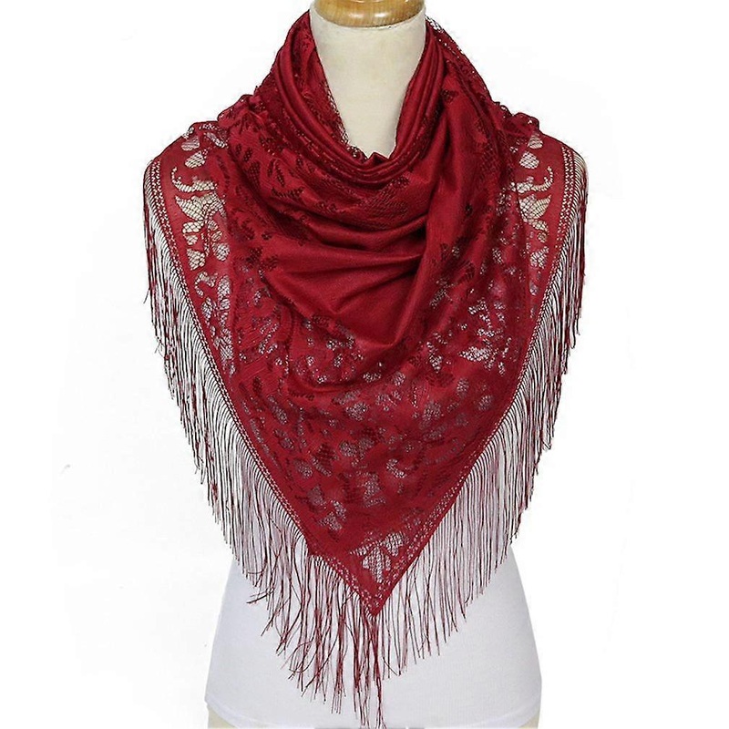 Lurex Lace Scarf Tassel Scarf Shawl Solid Color Wraps Neckerchief for Woman | Fruugo SG